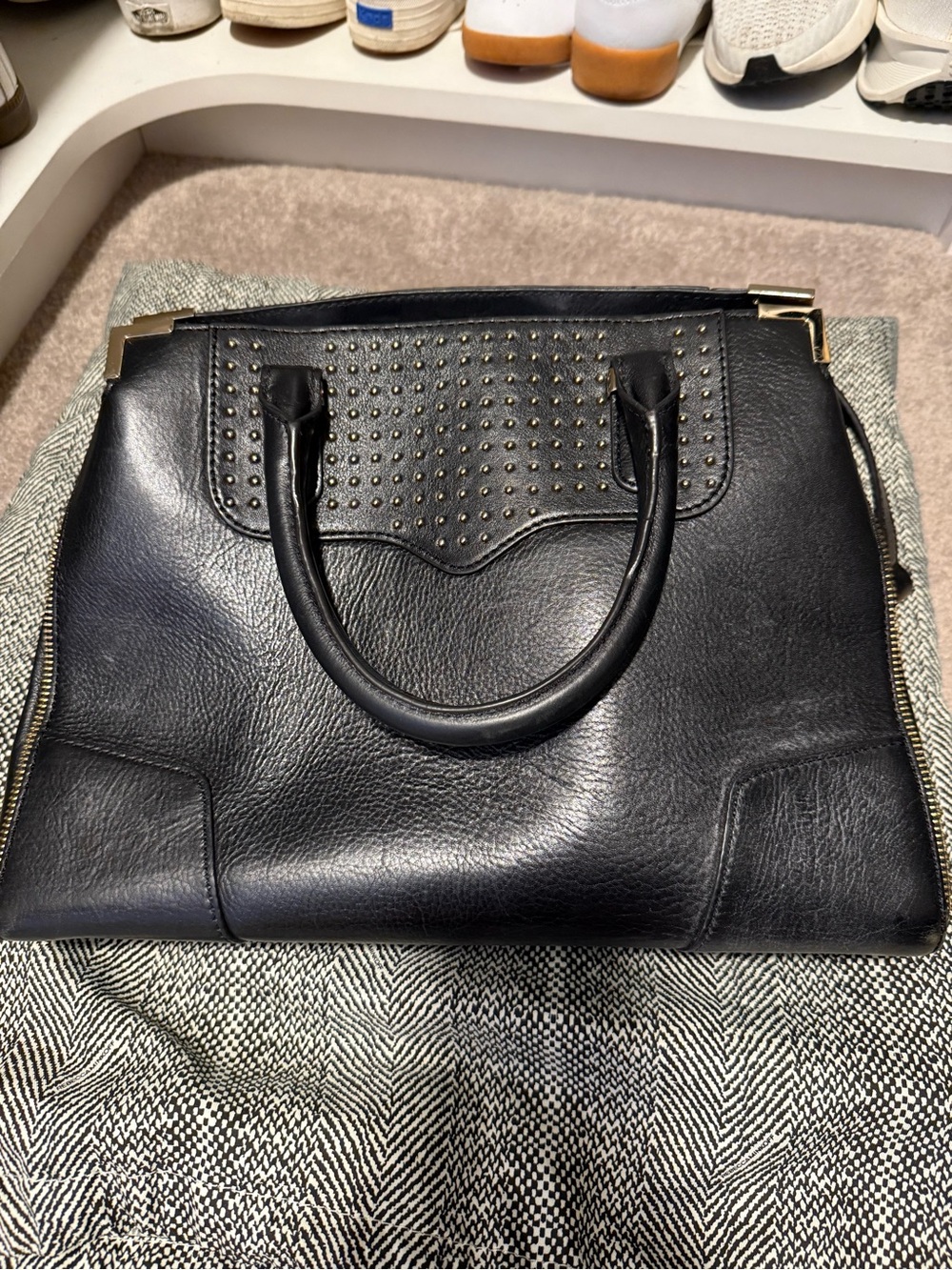 Rebecca Minkoff Black Studded Leather Satchel